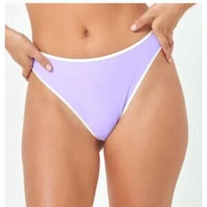 L*Space Nora Bitsy Bikini Bottoms in Wisteria Lavender Cream High Cut Large NEW